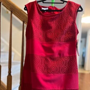 London Times Red Sleeveless Dress